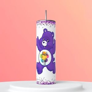 Purple Swear Bear F@ck off tumbler 20 oz